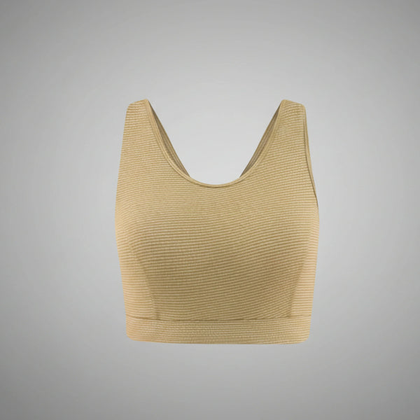 Oya Femtech seamless tan activewear sports bra with cooling and moisture control technology