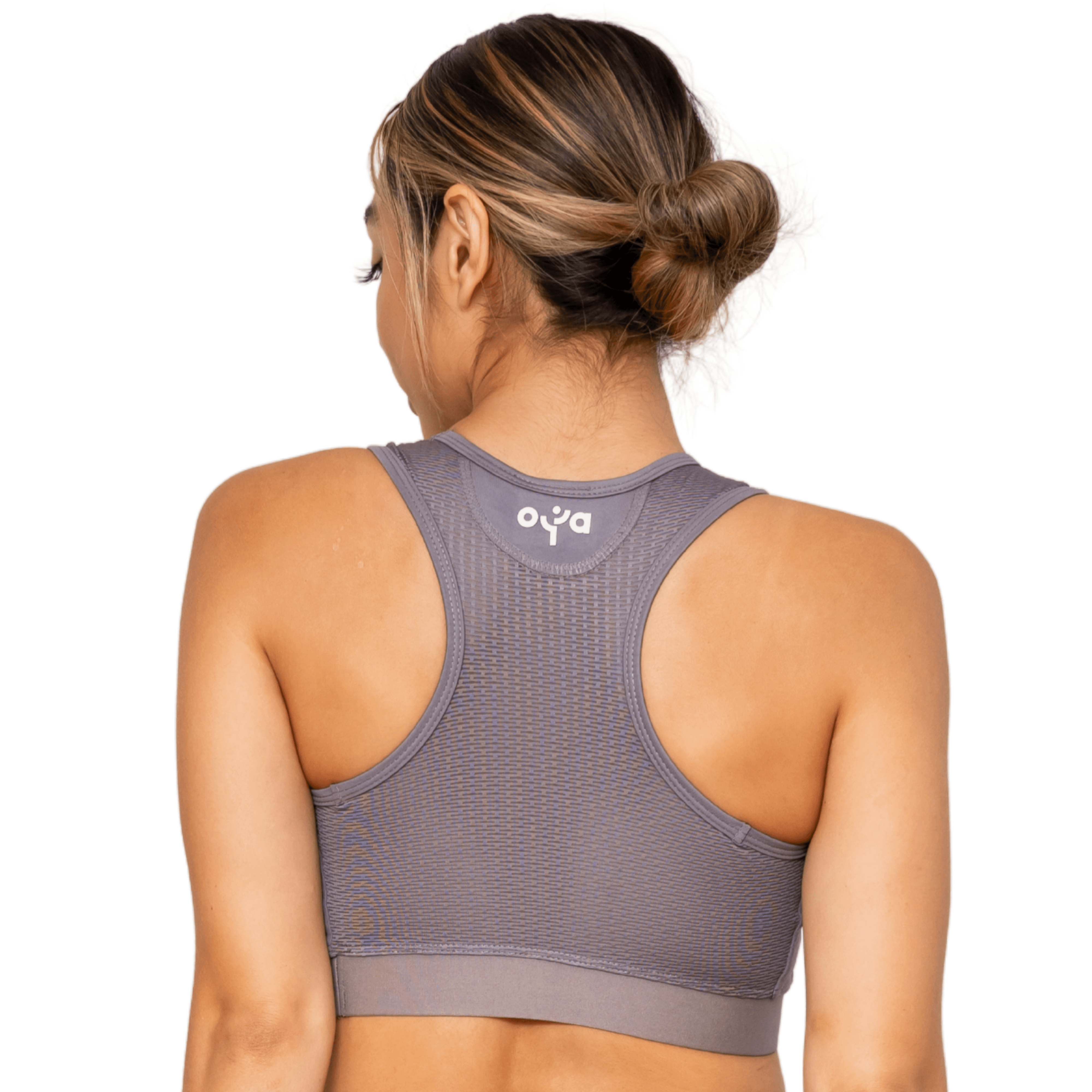  Womens V-neck Racerback Bra, Moisture-wicking Athletic For  Women, Moderate Support Sports Bra, Oxford Grey Heather/White/Black,  X-Small US