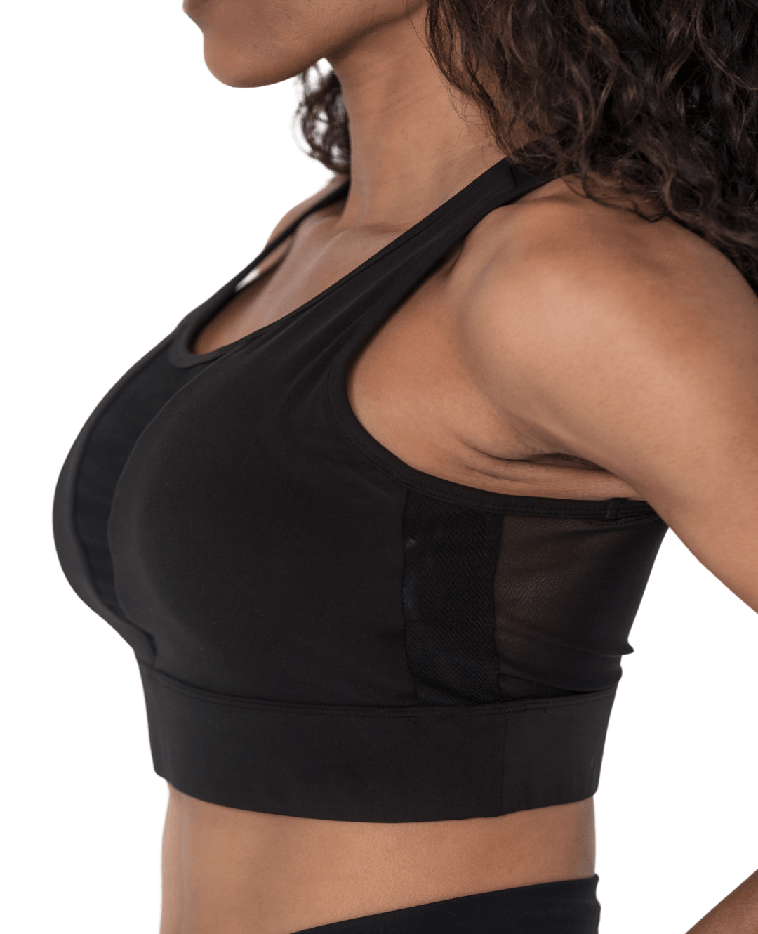 Women's Black Mesh Ixora Racerback Activewear Crop Top